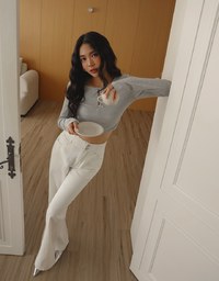 【Den!m LITE】Perfect Waistline High Waist Jeans Lightweight Denim Flare Pants