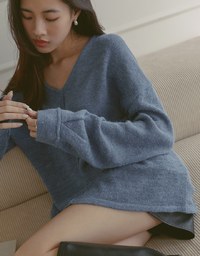 Solid Color Knit Oversized Sweater