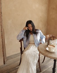 Bow Checkered Knit Cardigan