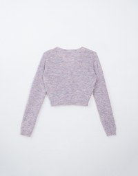 Long Sleeve V Neck Knitted Crop Top