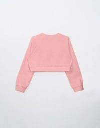 Printed Crew Neck Cropped Sweatshirt