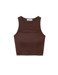 Front Cut Out Ribbed Padded Tank Top