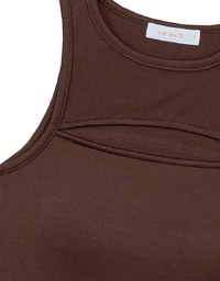 Front Cut Out Ribbed Padded Tank Top