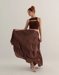 Front Cut Out Ribbed Padded Tank Top