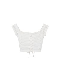 Off Shoulder Crochet Lace Up Padded Crop Top
