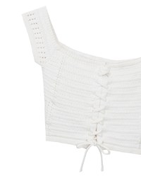 Off Shoulder Crochet Lace Up Padded Crop Top