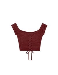 Off Shoulder Crochet Lace Up Padded Crop Top