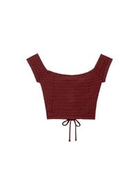 Off Shoulder Crochet Lace Up Padded Crop Top