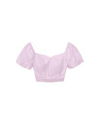 2 Way Sweetheart Puff Sleeve Lace Trim Padded Crop Top