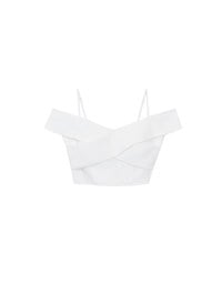 Off Shoulder Cross Draped Detail Padded Cropped Top