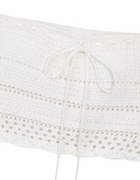 2 Way Convertible Lace Crochet Bandeau Top with Tie Detail