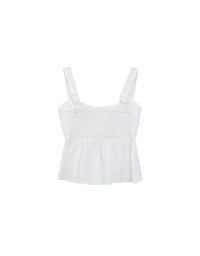 Striped Textured Wide Strap Flowy Crinkled Peplum Top