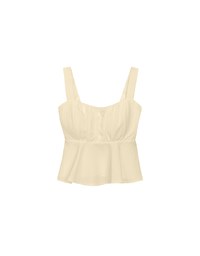 Striped Textured Wide Strap Flowy Crinkled Peplum Top