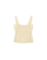 Striped Textured Wide Strap Flowy Crinkled Peplum Top