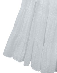 Lace SKIRT Embroidered Shirred Detail Tiered Maxi Skirt with Lining