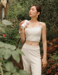 【GUT GUT Design】 Bohemian Crochet Texture Wide Leg Pants