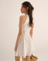 Halter Neck Sleeveless Flare Hem Padded Mini Dress