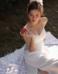 AIRY HOURGLASS Corset V Neck Side Lace Up Padded Maxi Dress