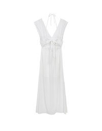 Elegant Boho V Neck Padded Maxi Dress with Crochet Detail