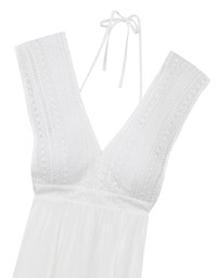 Elegant Boho V Neck Padded Maxi Dress with Crochet Detail