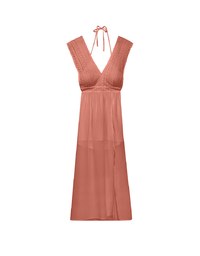 Elegant Boho V Neck Padded Maxi Dress with Crochet Detail