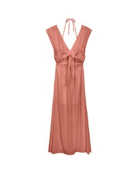 Elegant Boho V Neck Padded Maxi Dress with Crochet Detail