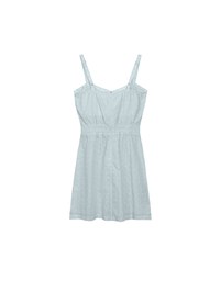 Eyelet Lace Embroidered Padded Mini Dress with Front Ribbon Detail