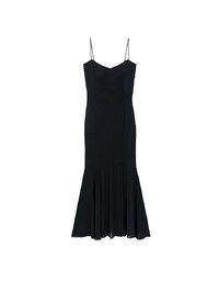 Satin Spaghetti Strap Padded Maxi Dress with Sheer Panel Flare Hem