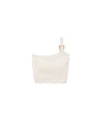【GUT GUT Design】 Crochet One Shoulder Knit Padded Tank Top with Wooden Ring Detail