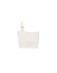 【GUT GUT Design】 Crochet One Shoulder Knit Padded Tank Top with Wooden Ring Detail