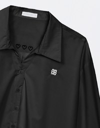 Air Space Logo and Heart Shaped Embroidered Collar Blouse