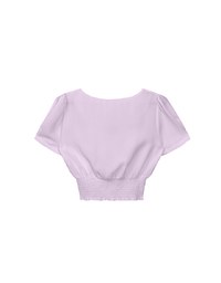 V Neck Ruched Crop Top With Pearl Button Detail