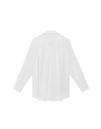 Skin Protection Sheer Button Up Oversized Blouse with Two Flap Pockets