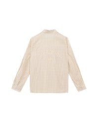 【Lyra & Toby】Embroidery Graphic Oversized Gingham Shirt Blouse