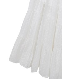 Lace SKIRT Embroidered Shirred Detail Tiered Maxi Skirt with Lining