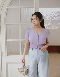 Jeans Denim Wide Leg Pants with Raw Hem and Patch Pockets