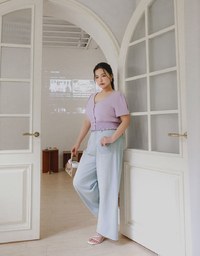 Jeans Denim Wide Leg Pants with Raw Hem and Patch Pockets