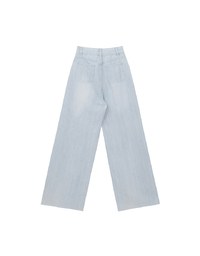 Jeans Denim Wide Leg Pants with Raw Hem and Patch Pockets