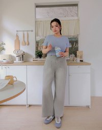 Jeans Denim Wide Leg Pants with Raw Hem and Patch Pockets