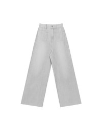 Jeans Denim Wide Leg Pants with Raw Hem and Patch Pockets