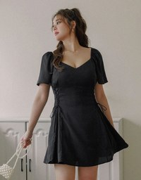 AIRY HOURGLASS Corset V Neck Side Lace Up Padded Mini Dress