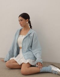 Skin Protection Sheer Zip Up Hoodie Jacket with AIR SPACE LOGO Embroidered