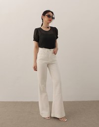 Sheer Puff Sleeve Mesh Top And Basic Camisole Set Wear