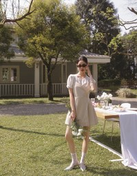 Sheer Puff Sleeve Mesh Top And Basic Camisole Set Wear