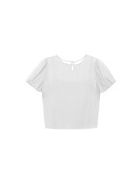 SET WEAR TOP Blouse And Inner Camisole Puffed Sleeves Sheer Mesh Outer Layer