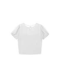 SET WEAR TOP Blouse And Inner Camisole Puffed Sleeves Sheer Mesh Outer Layer