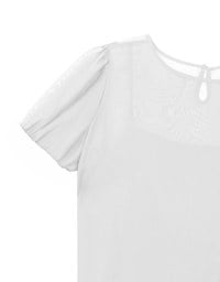 SET WEAR TOP Blouse And Inner Camisole Puffed Sleeves Sheer Mesh Outer Layer
