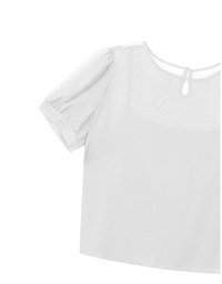 Sheer Puff Sleeve Mesh Top And Basic Camisole Set Wear