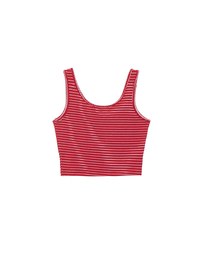 Ruffle Hem Button Front Striped Crop Tank Top