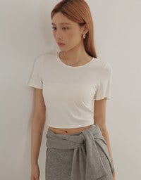 Airy Cool Basic Crew Neck Short Sleeve Crop Top